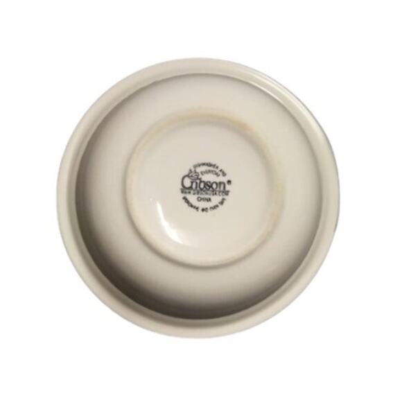 Gibson PEACH DUO 2-Cereal Bowls 7 ½”D Orange Red Fruit Pink Flowers Soup Cup - Picture 7 of 7